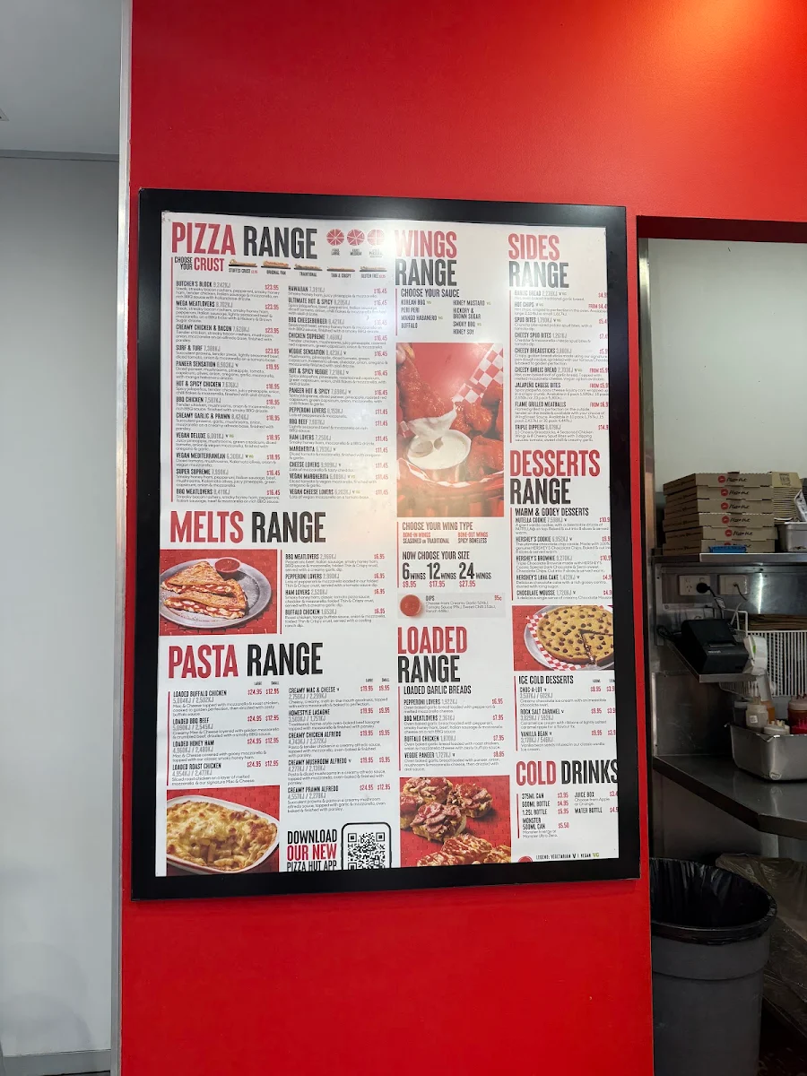 Menu, Pizza Hut Upper Mt Gravatt