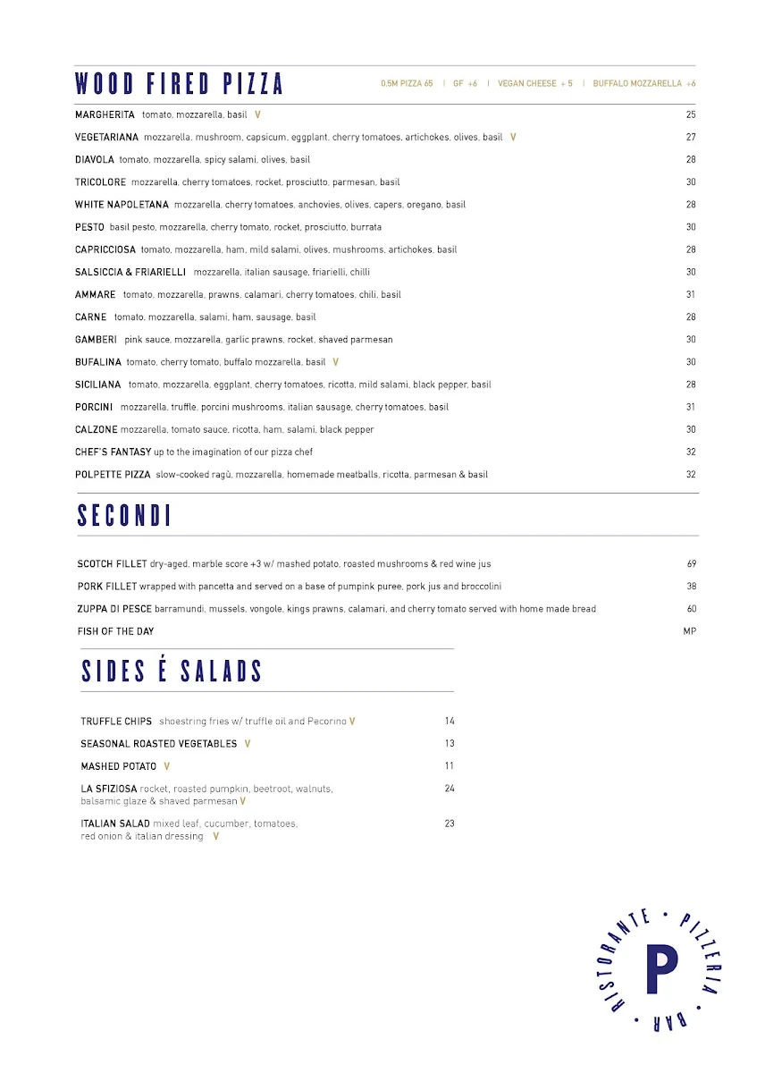 Menu, Pellegrini's Italian Chatswood