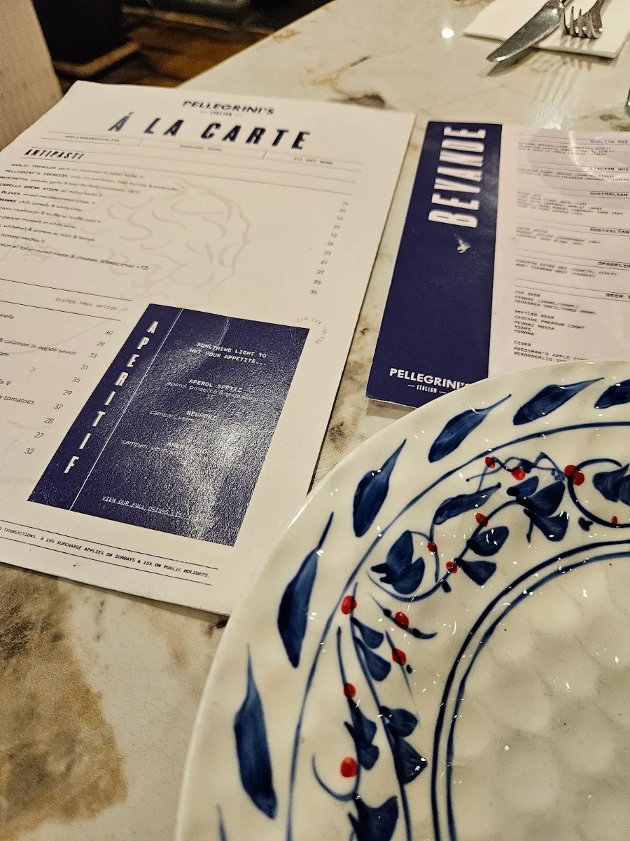 Menu, Pellegrini's Italian Chatswood