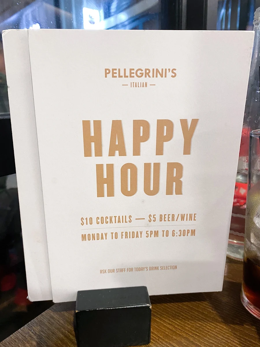 Menu, Pellegrini's Italian Chatswood
