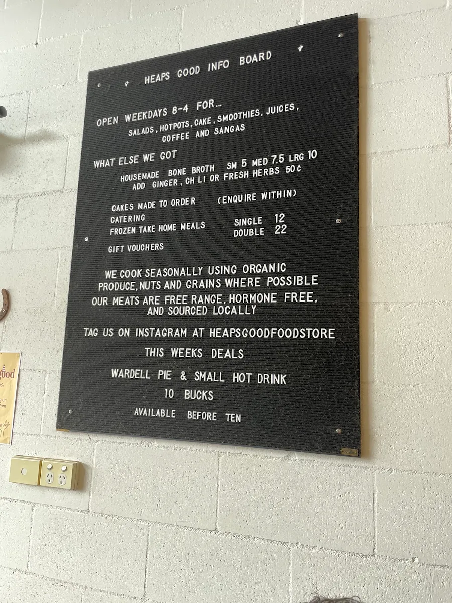 Menu, Heaps Good Food Store