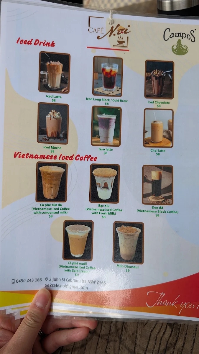 Menu, Cafe Noi