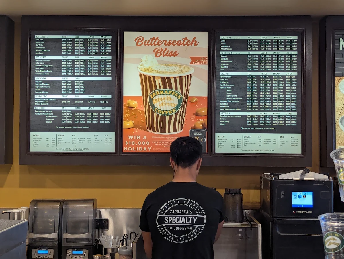 Menu, Zarraffa's Coffee Acacia Ridge