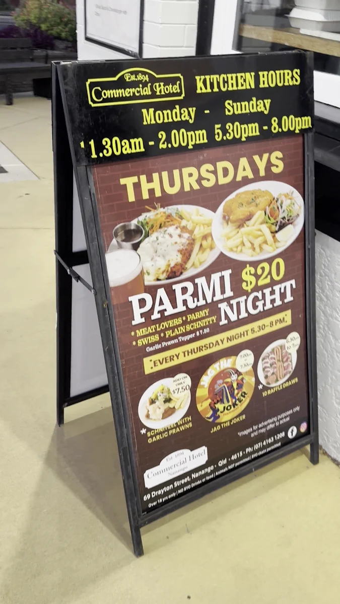 Menu, Commercial Hotel