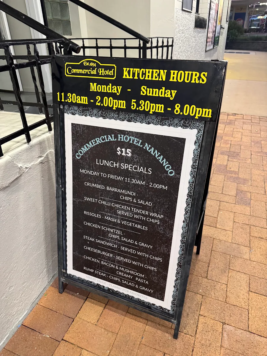 Menu, Commercial Hotel