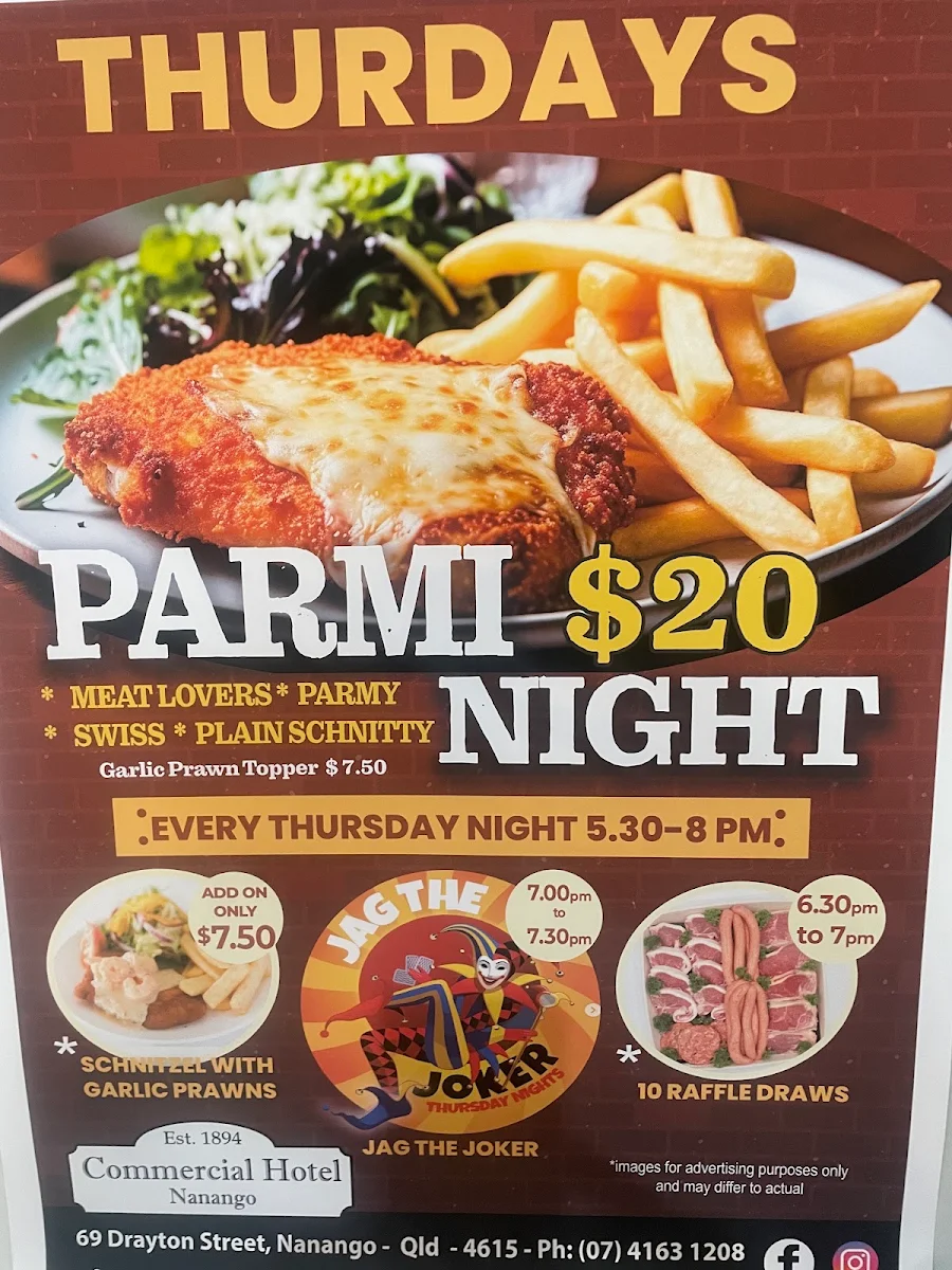 Menu, Commercial Hotel