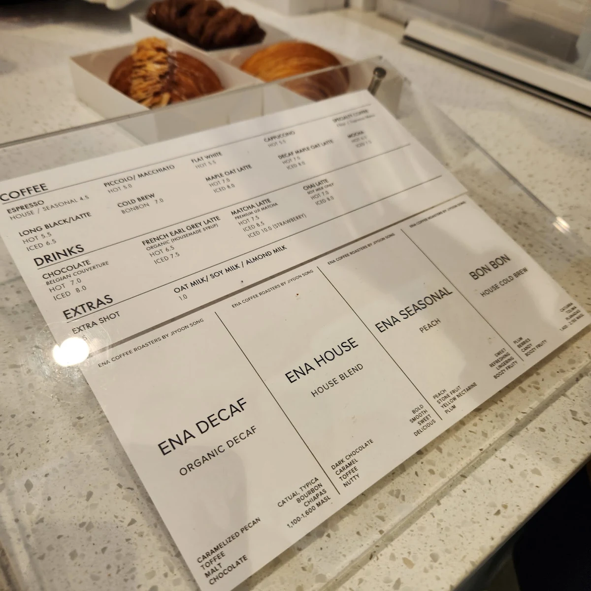 Menu, ENA Sydney