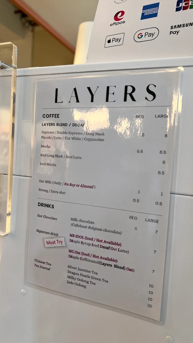 Menu, ENA Sydney
