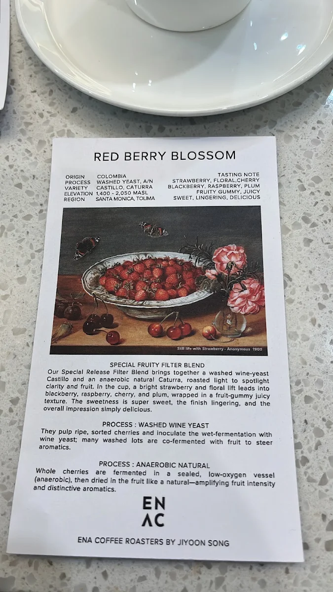 Menu, ENA Sydney