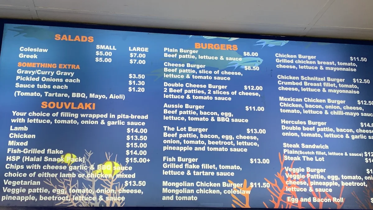 Menu, Go Fish Fish & Chip Shop Mornington