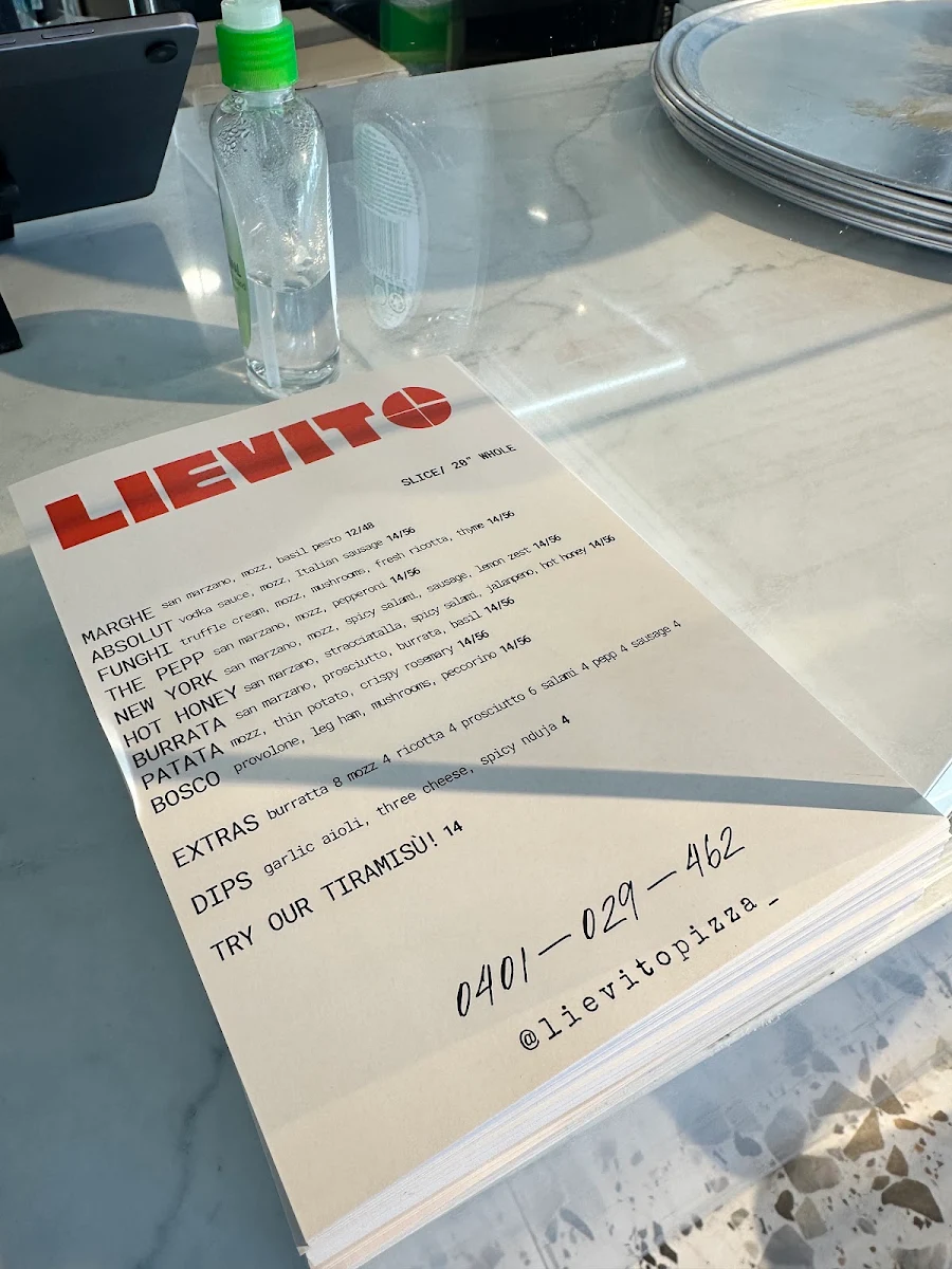 Menu, Lievito Pizza
