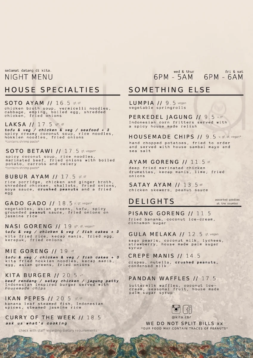 Menu, Kita
