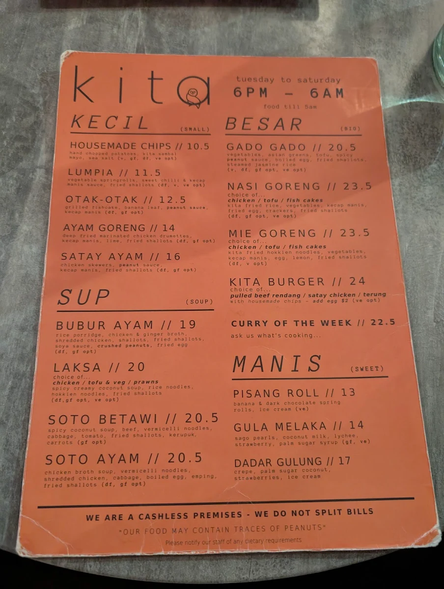 Menu, Kita