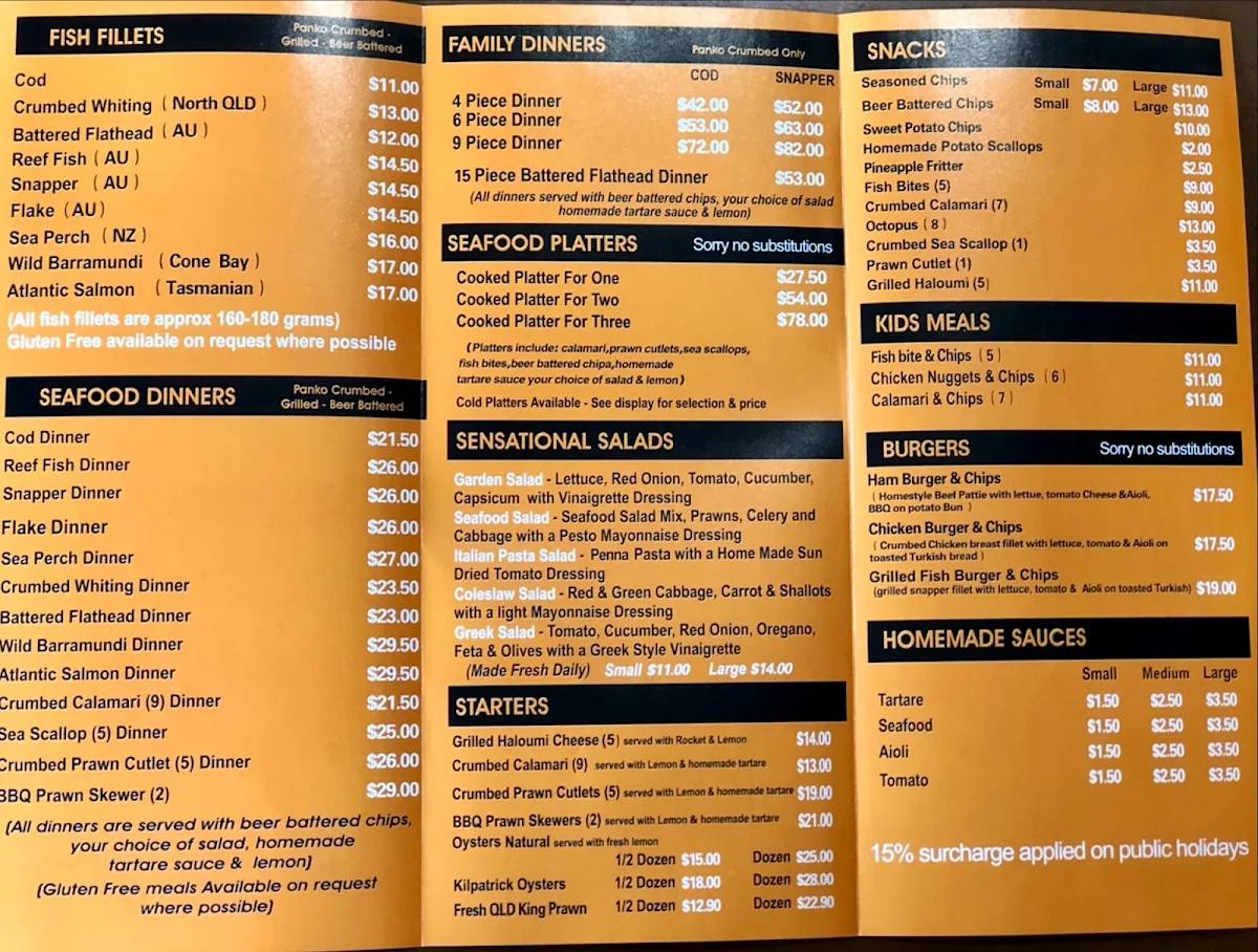 Menu, Fish on Fire