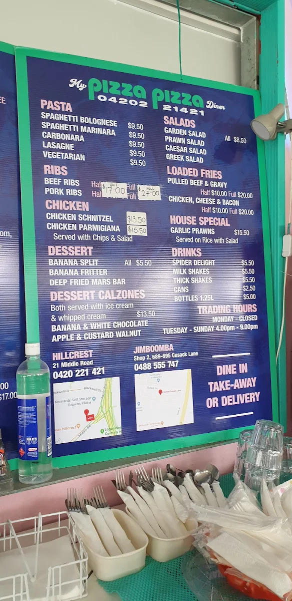 Menu, My Pizza Pizza Diner Hillcrest
