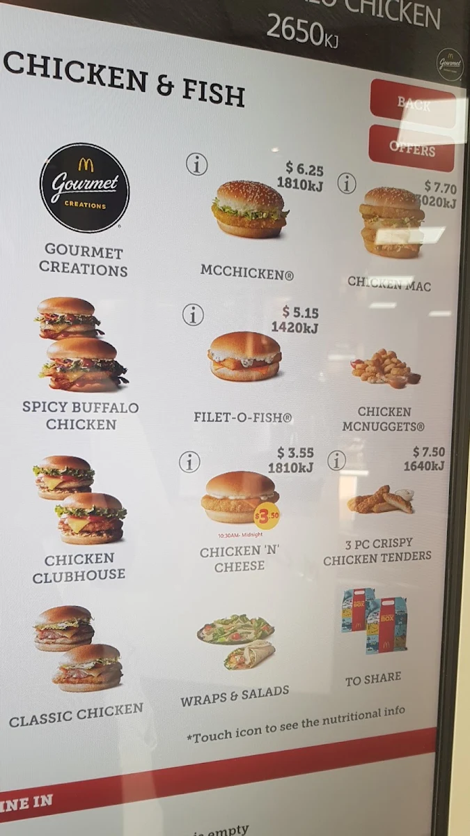 Menu, McDonald's