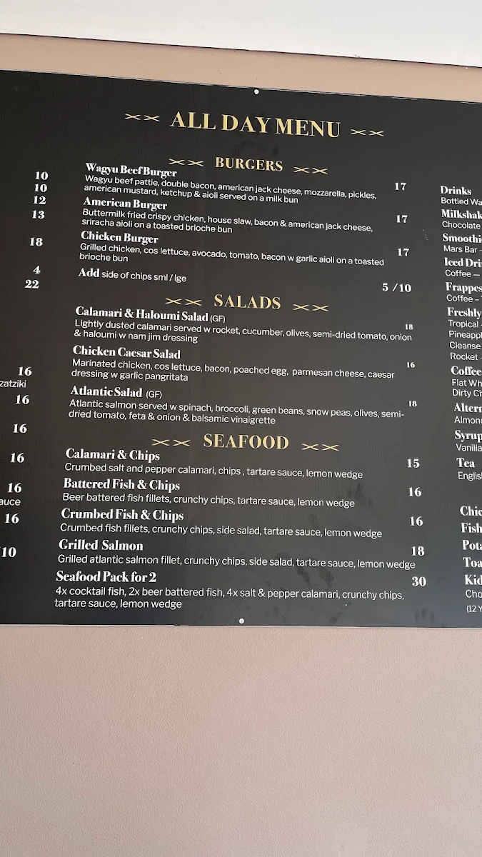 Menu, Table 1 Espresso Speers Point