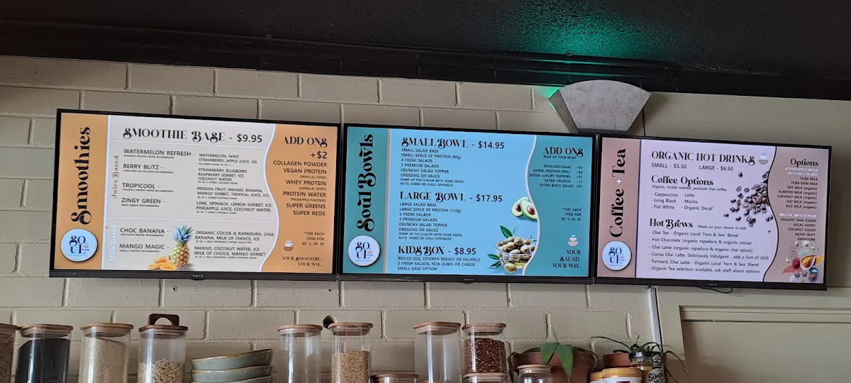 Menu, Soul Food Batemans Bay - Salad and smoothie bar