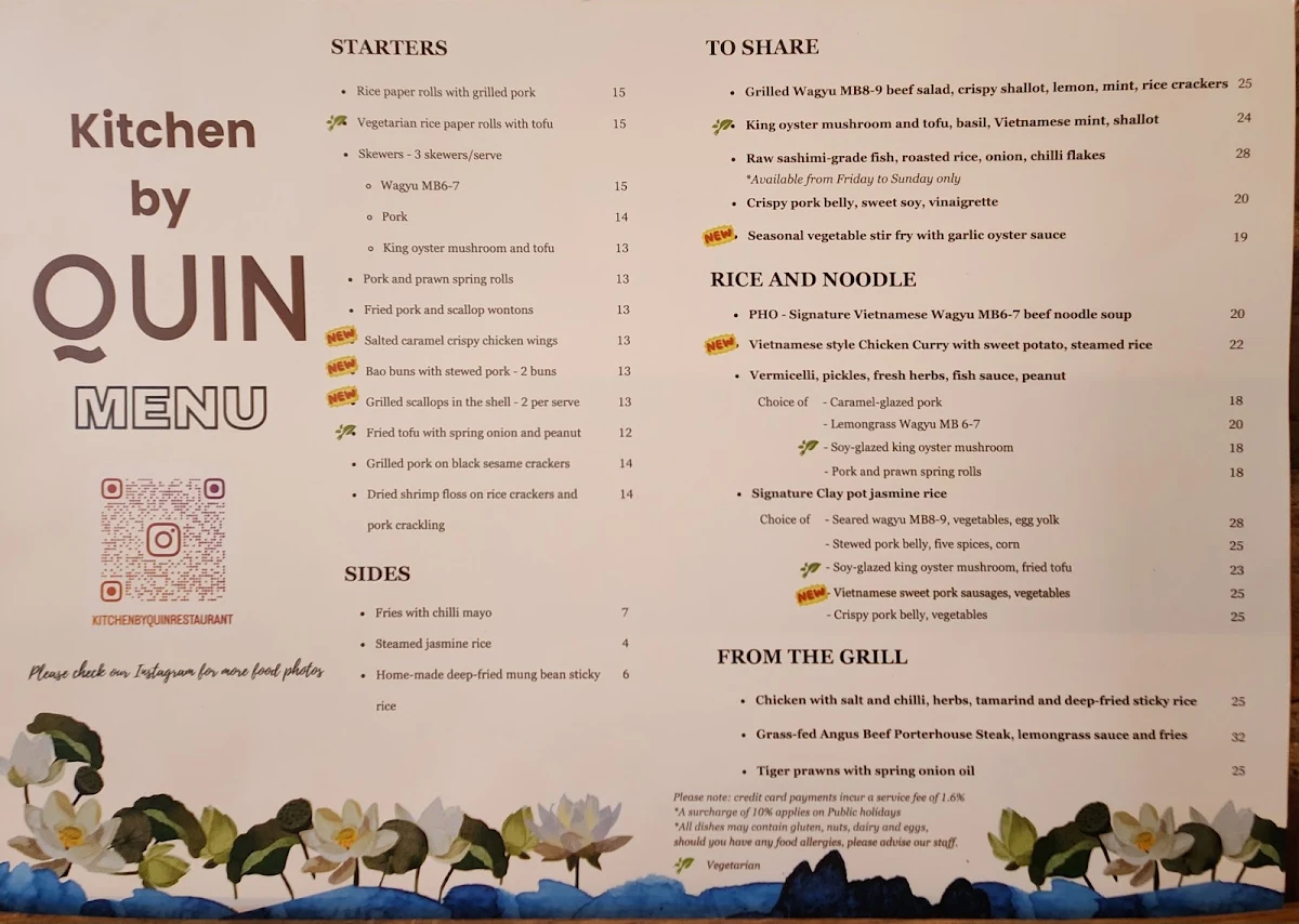Menu, Kitchen by Quin