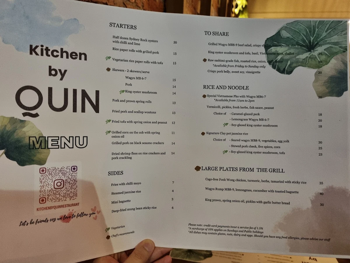 Menu, Kitchen by Quin