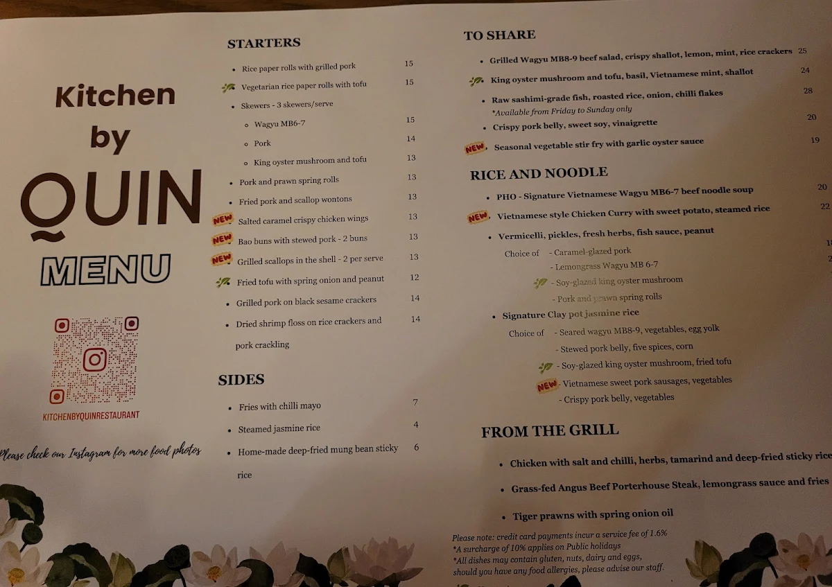 Menu, Kitchen by Quin