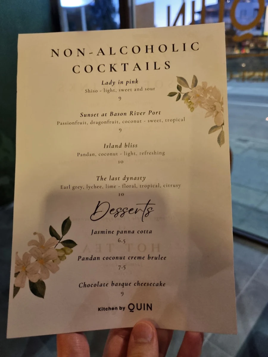 Menu, Kitchen by Quin