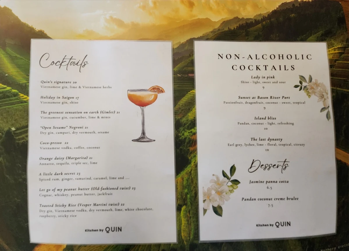 Menu, Kitchen by Quin
