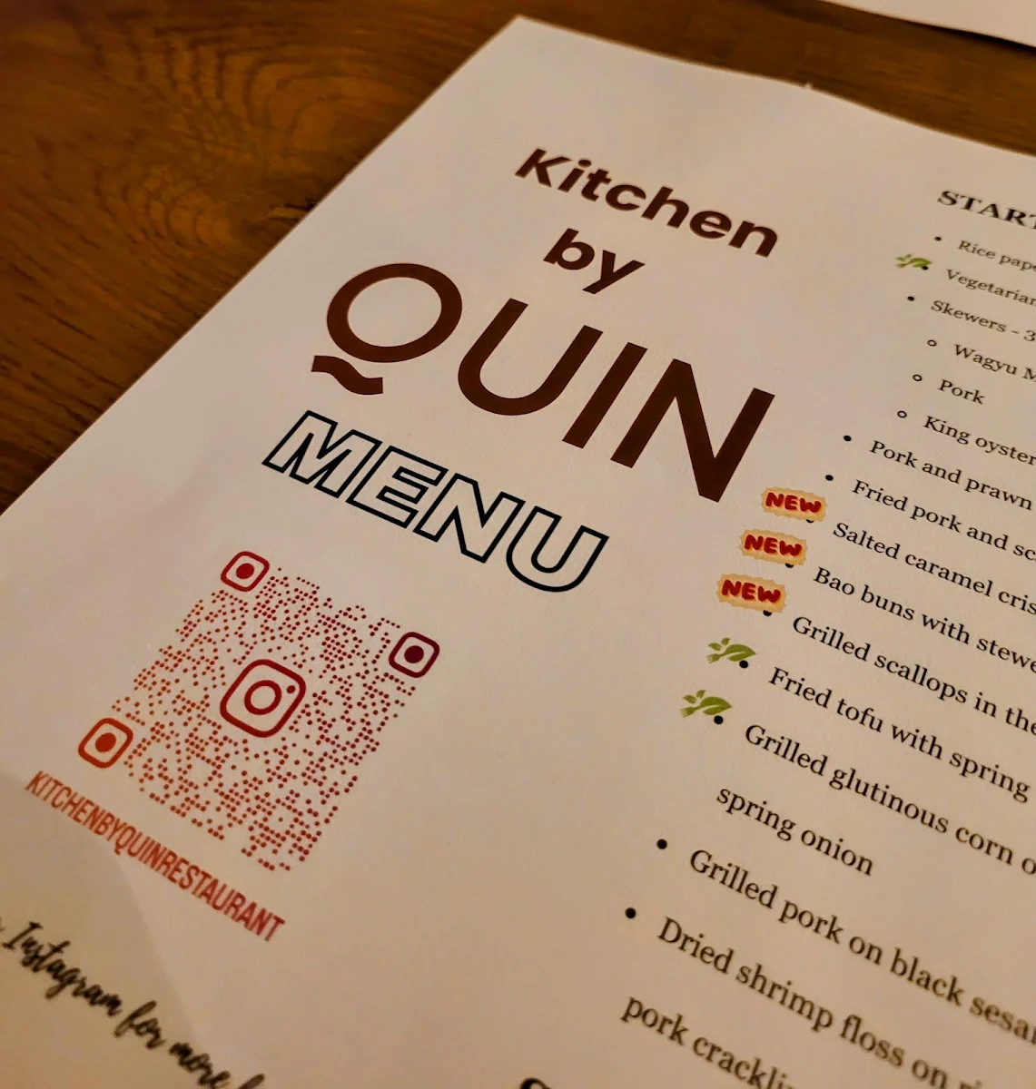Menu, Kitchen by Quin