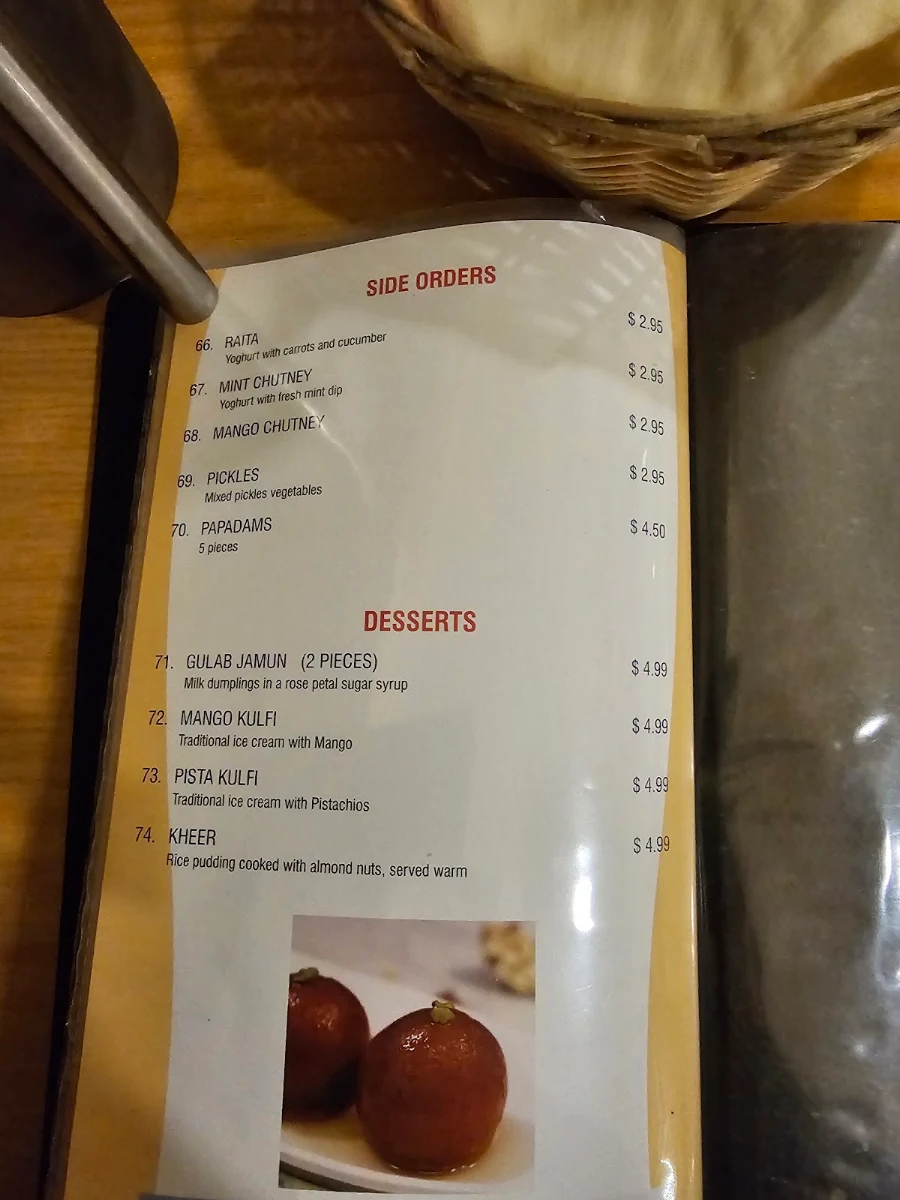 Menu, Fitz Curry Cafe