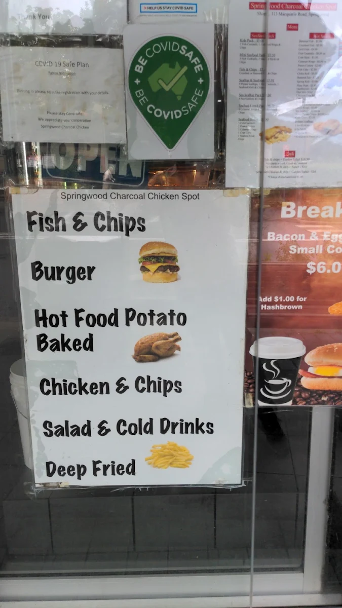 Menu, Springwood Charcoal Chicken Spot