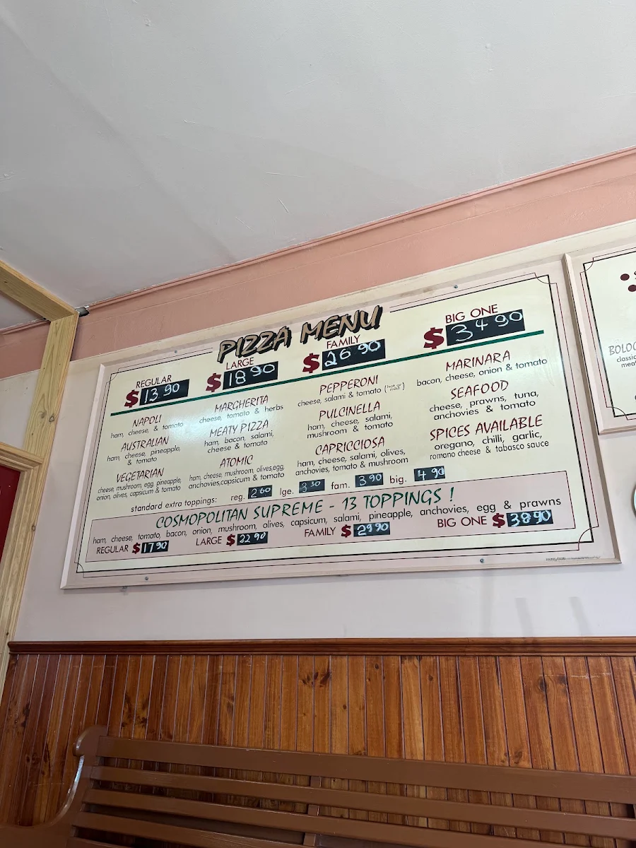 Menu, Cosmopolitan Pizzeria & Pasta Kitchen