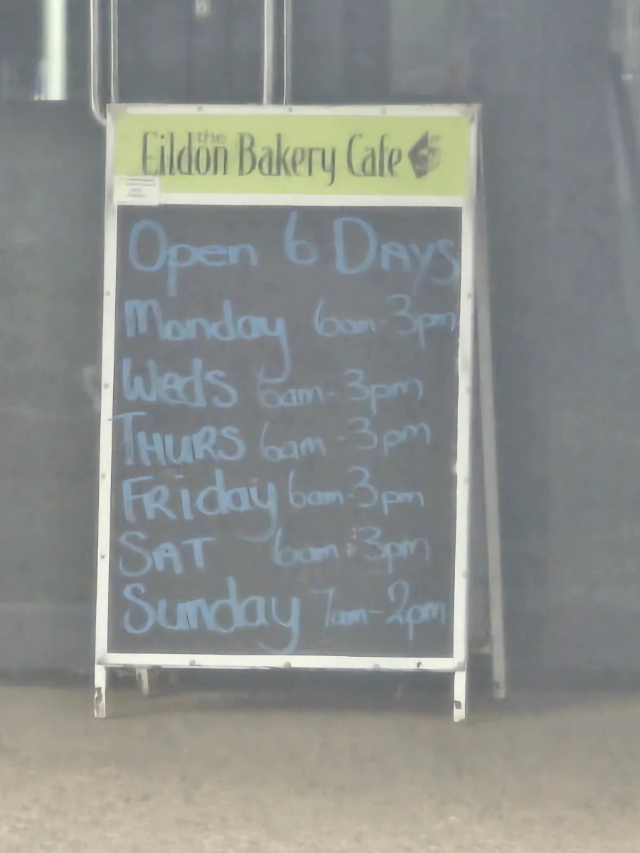 Menu, Eildon Bakery Cafe