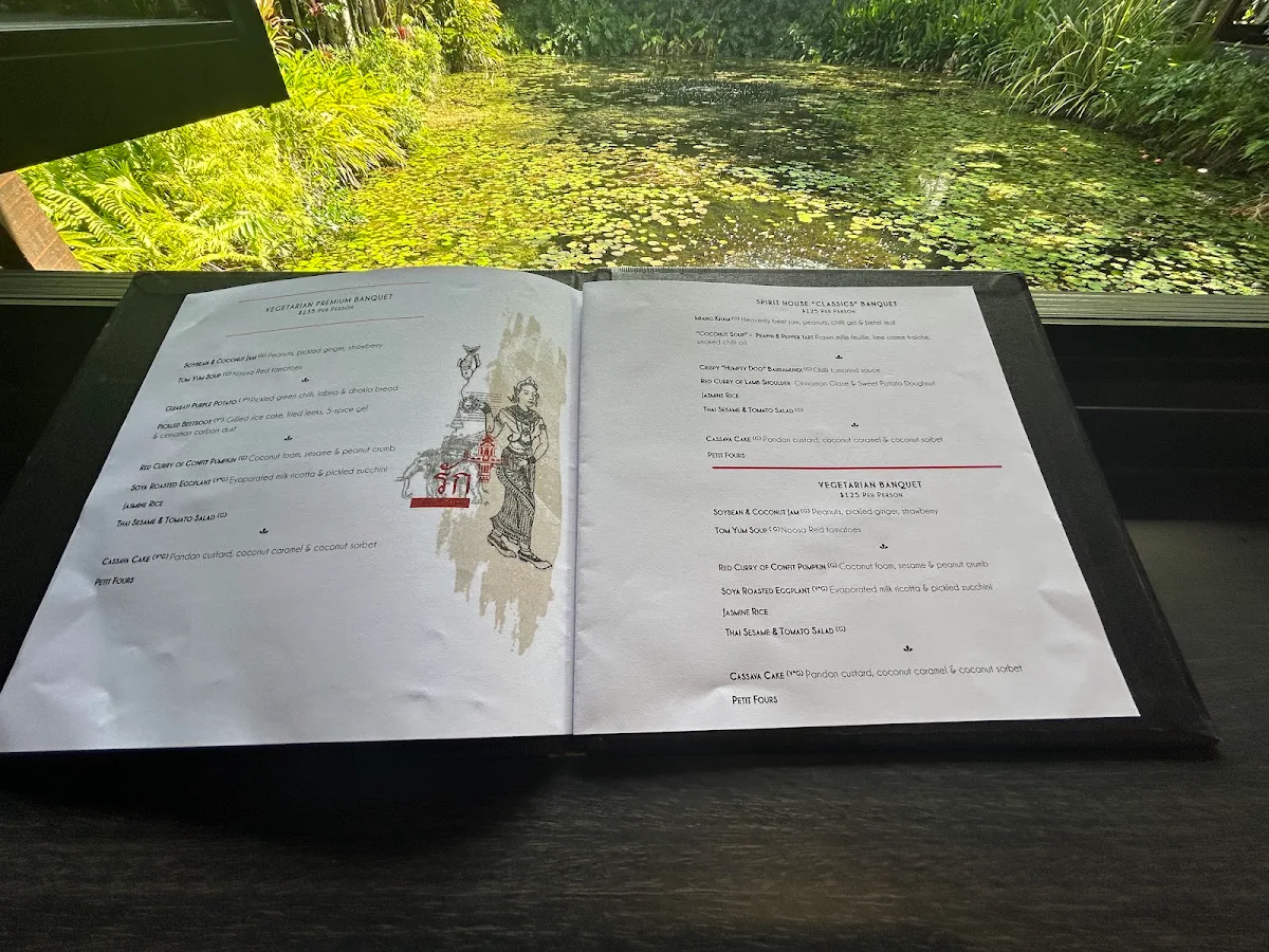 Menu, Spirit House Restaurant