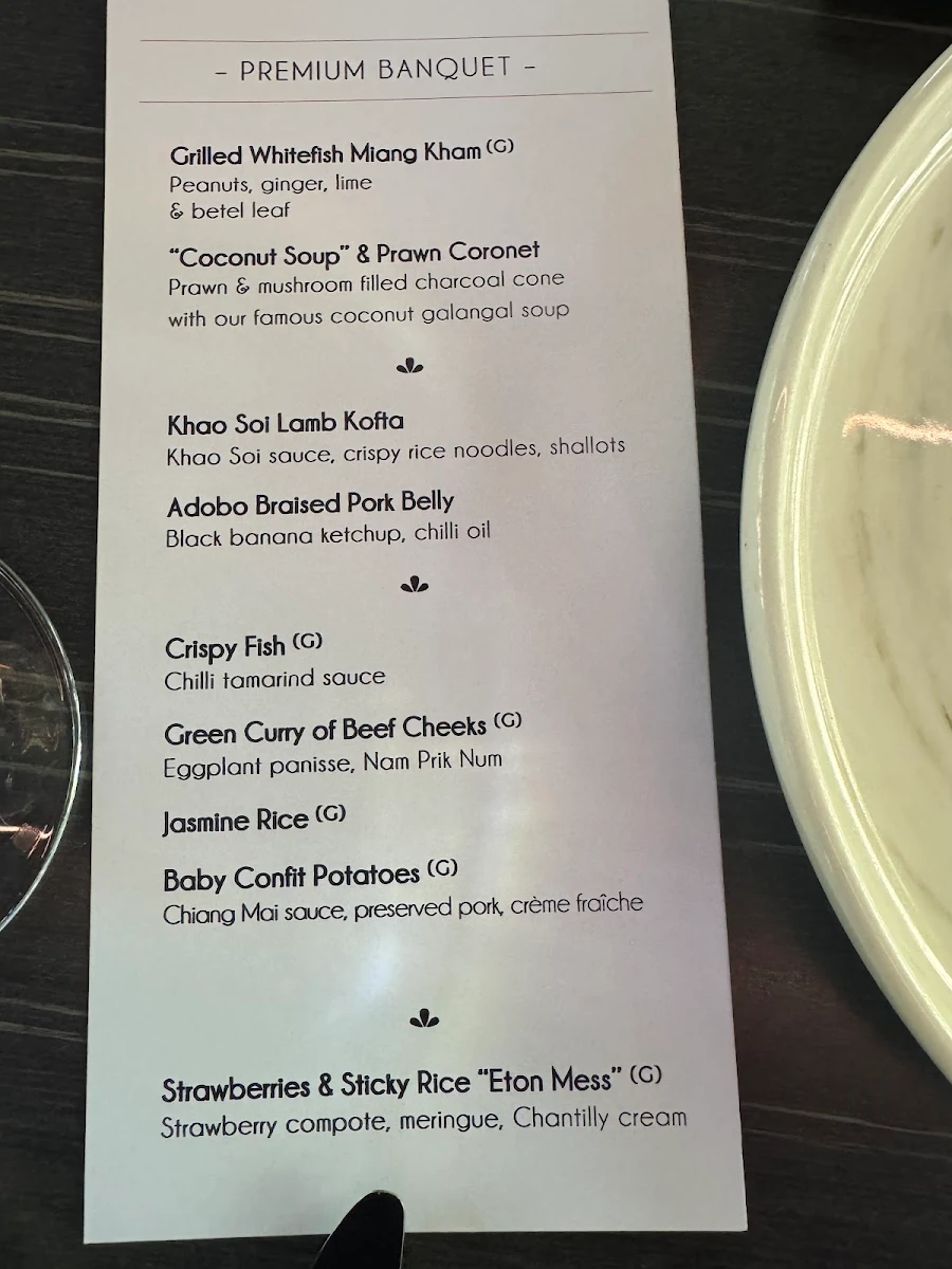 Menu, Spirit House Restaurant