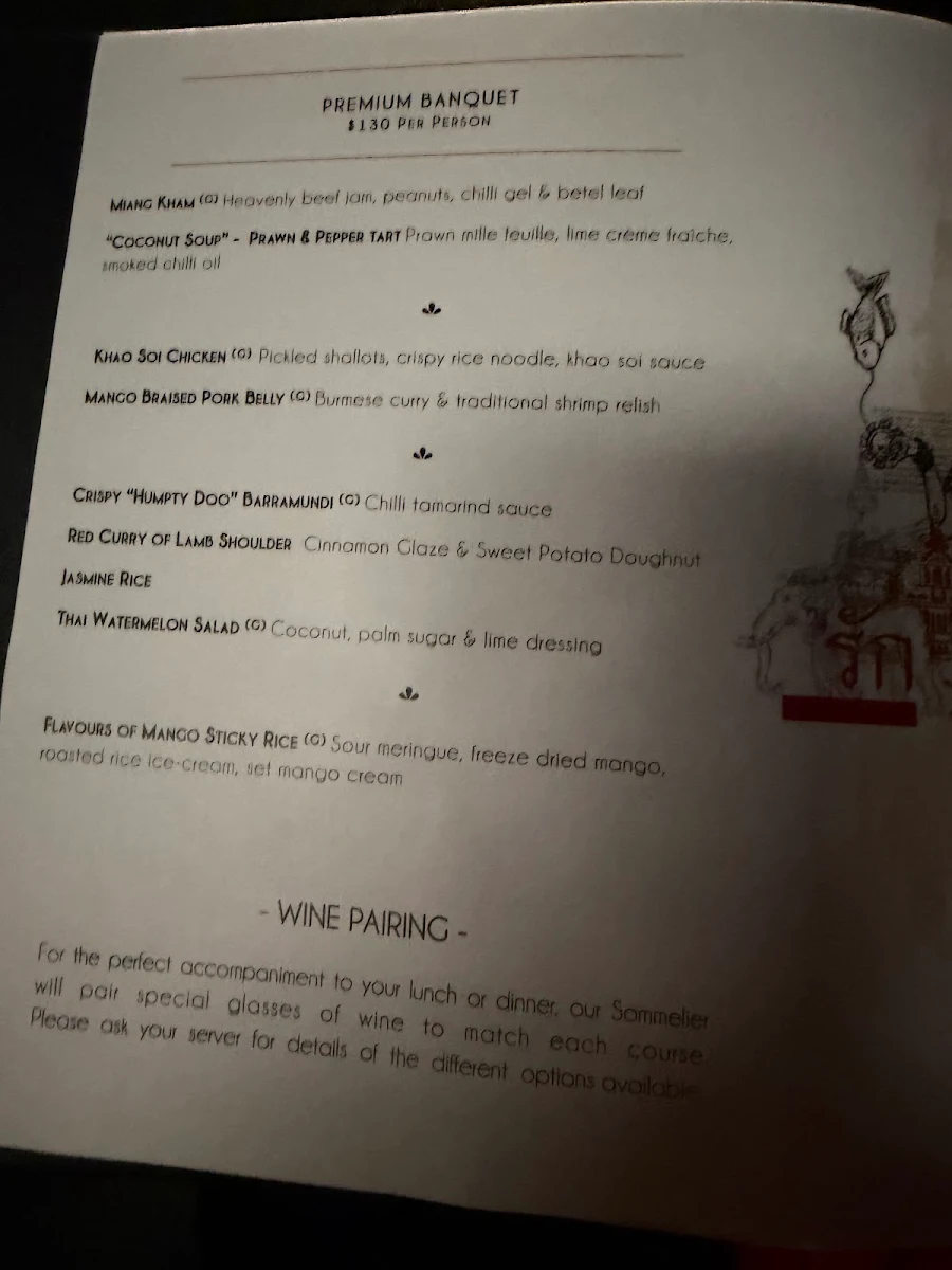 Menu, Spirit House Restaurant