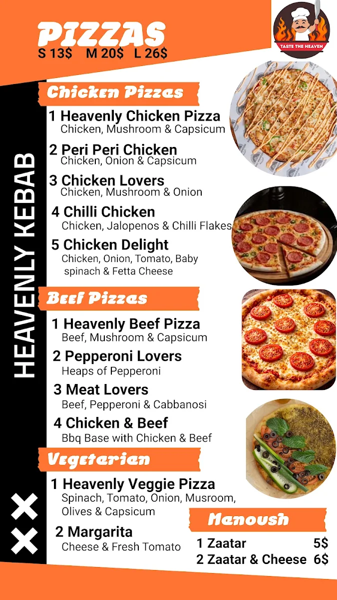 Menu, Heavenly Kebab & Grill