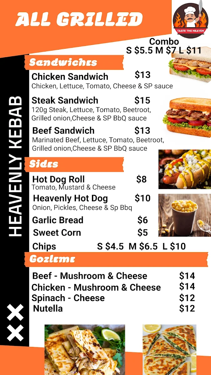 Menu, Heavenly Kebab & Grill