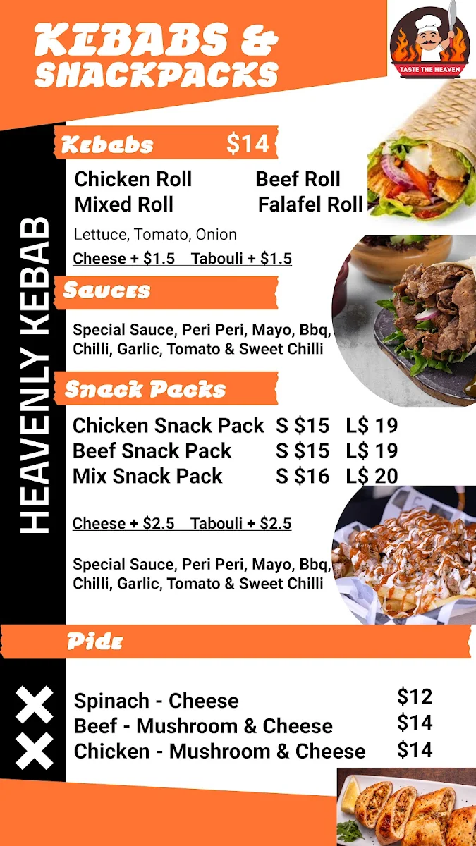 Menu, Heavenly Kebab & Grill