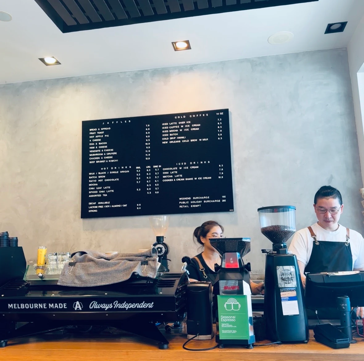 Menu, Axil Coffee Roasters Glenferrie