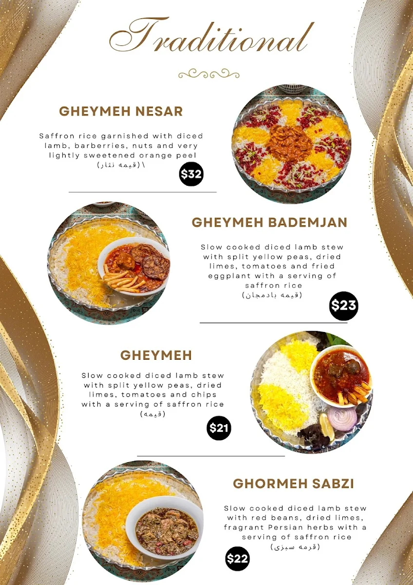 Menu, Eram Persian Restaurant