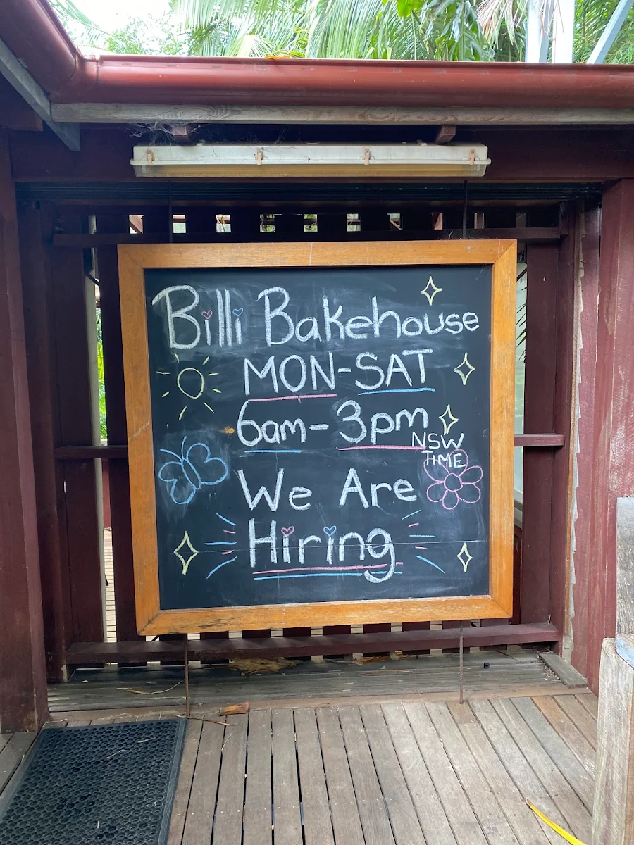 Menu, Billi Bakehouse