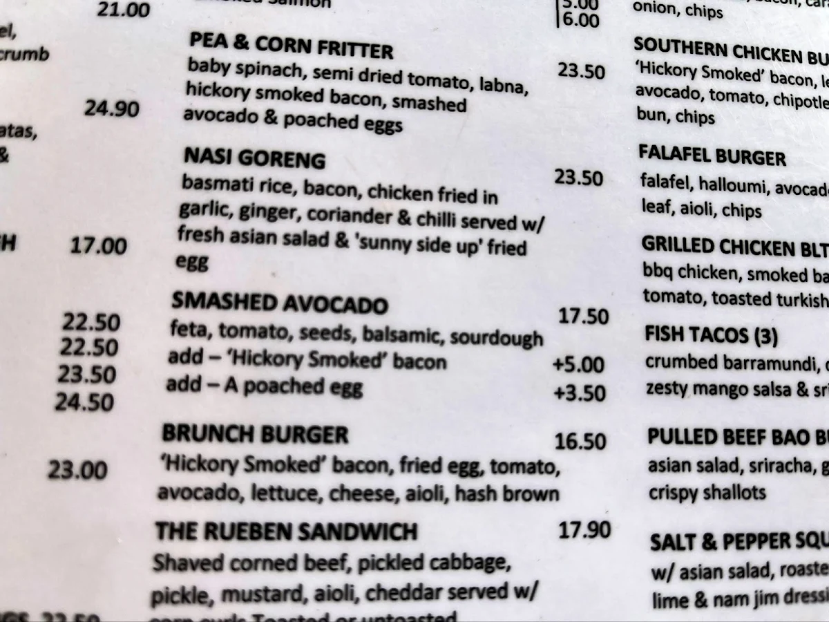 Menu, Too Hands