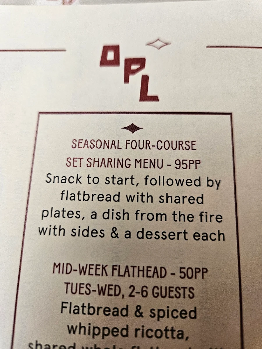 Menu, Old Palm Liquor