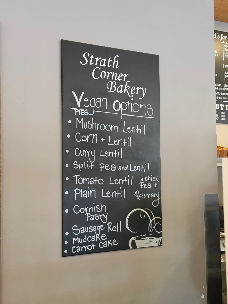 Menu, Strath Corner Bakery