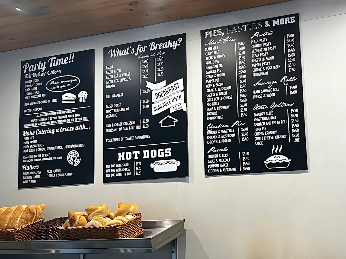 Menu, Strath Corner Bakery