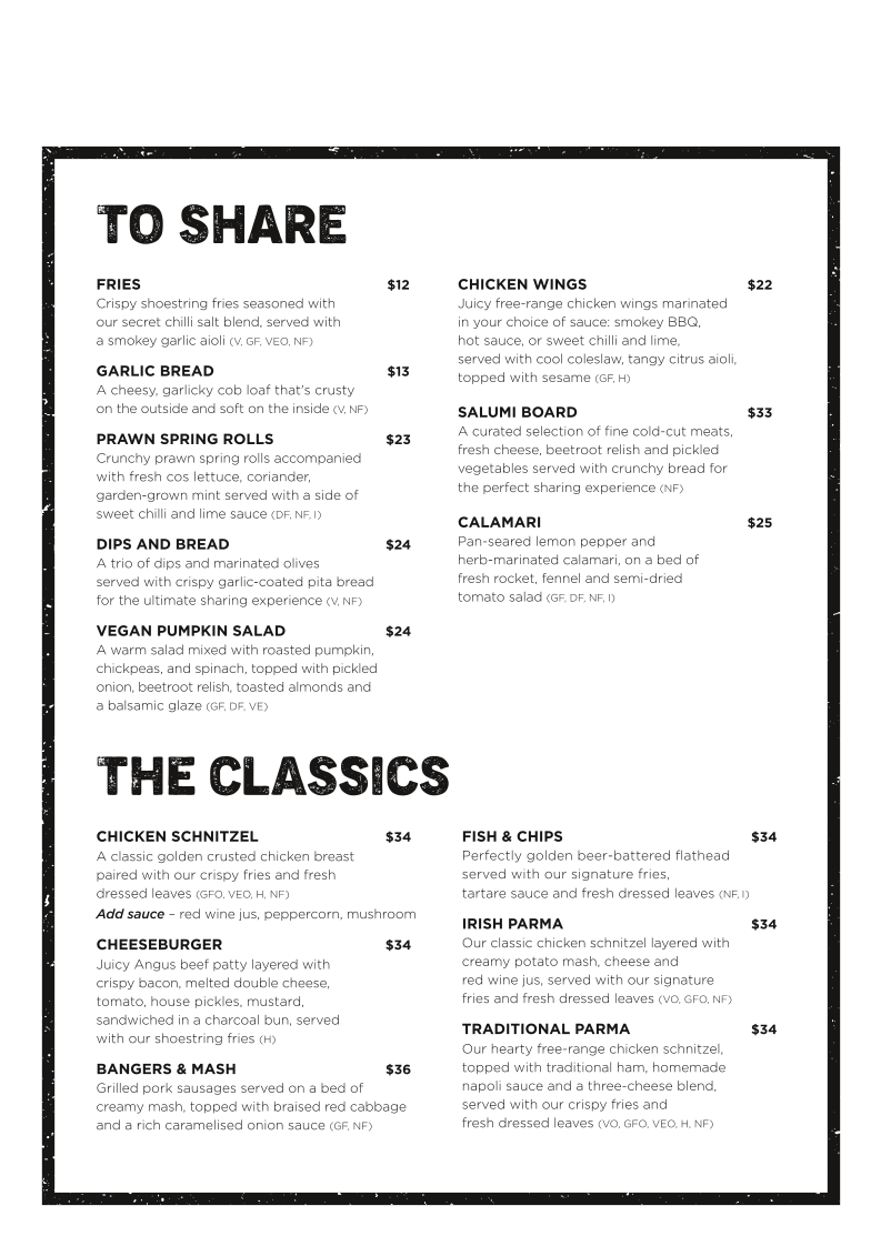 Menu, Pig and Whistle Hotel | Trentham VIC