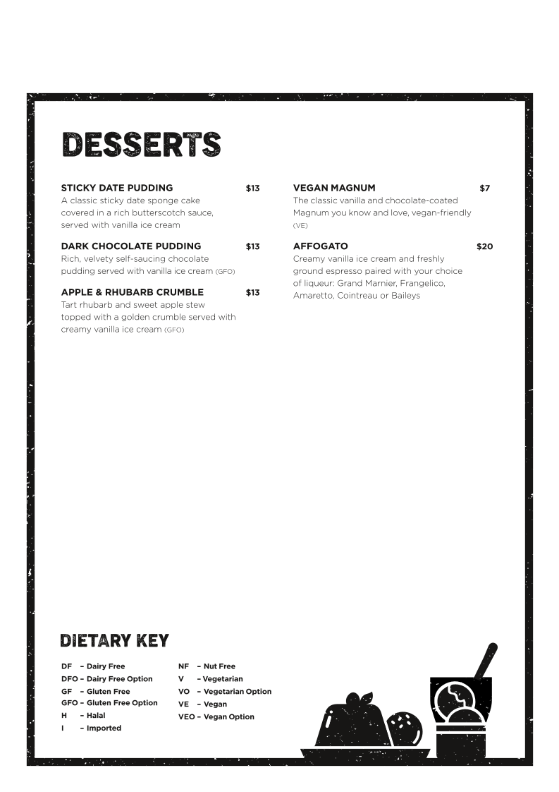 Menu, Pig and Whistle Hotel | Trentham VIC