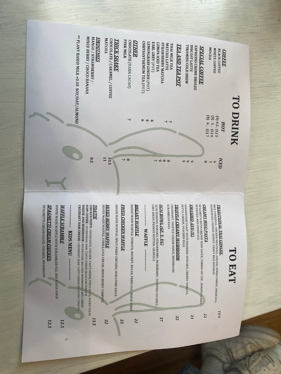 Menu, MEEYA CAFE