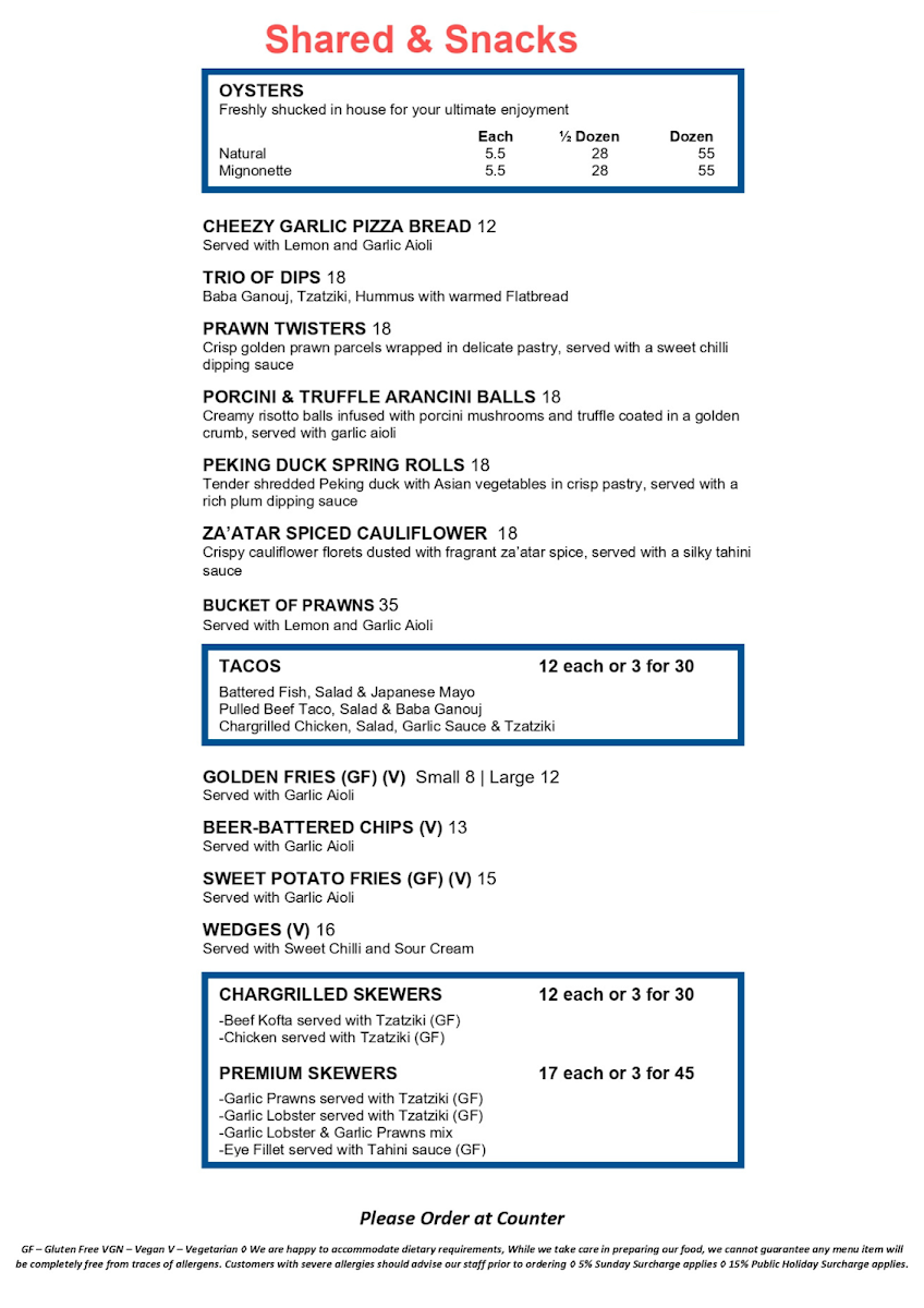 Menu, Grove Social