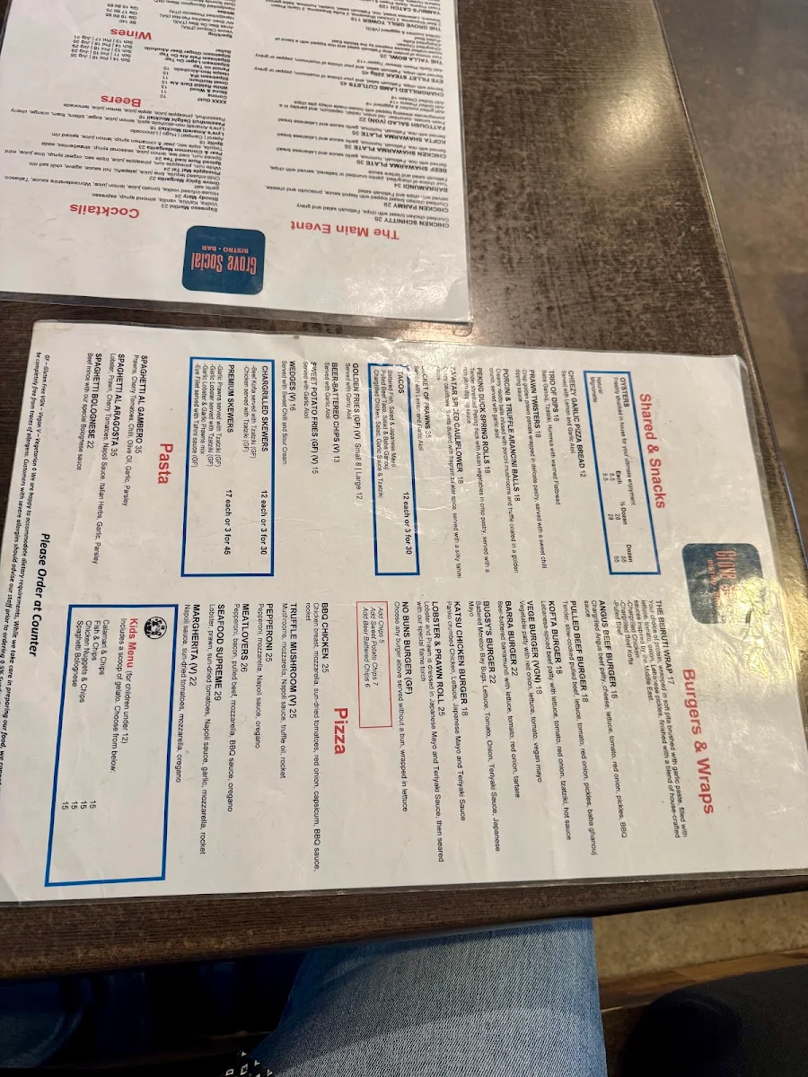Menu, Grove Social